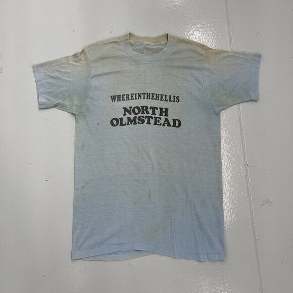Vintage 70s Where In The Hell Is North Olmstead T-Shirt - Picture 1 of 5